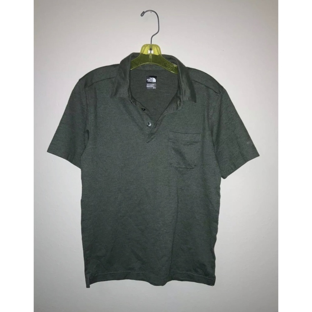 The north face collard shirt olive green size S